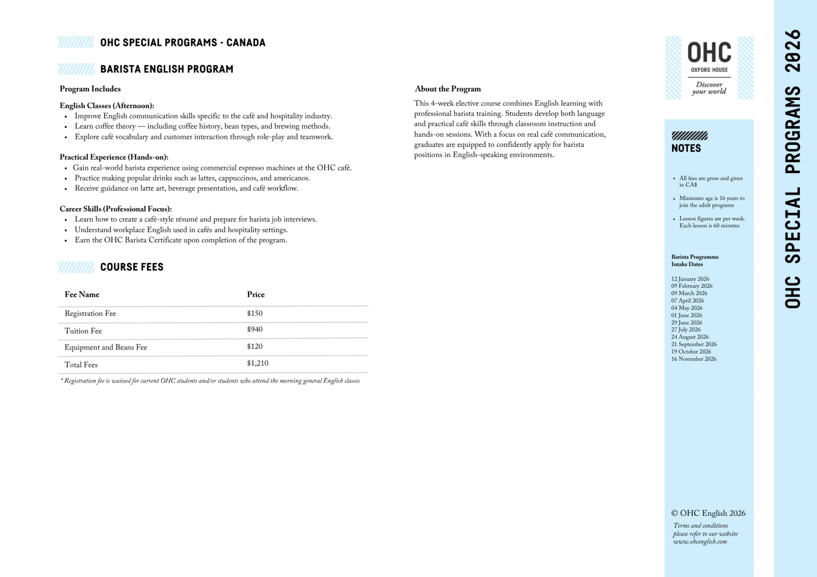Barista English Program